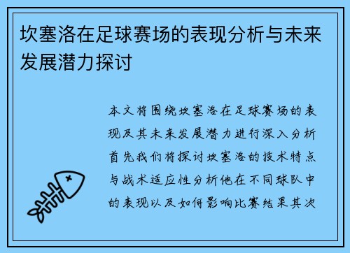 坎塞洛在足球赛场的表现分析与未来发展潜力探讨